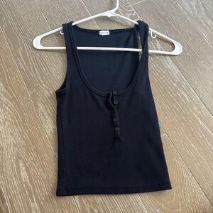 Garage Black Button-Front Tank Top